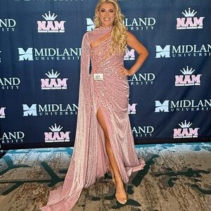 Elegant Pink Sequin Gown